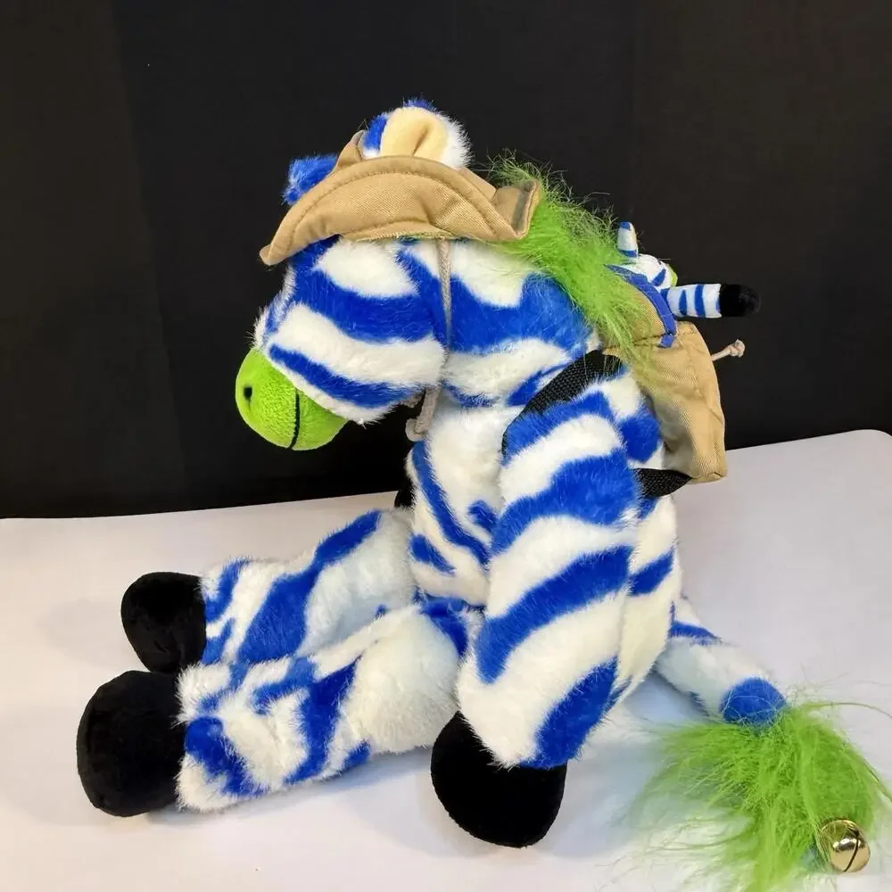20" Vintage 1998 Zany Brainy Zipes Zebra Plush Toy W/ Baby Zebra - Picture 6 of 9